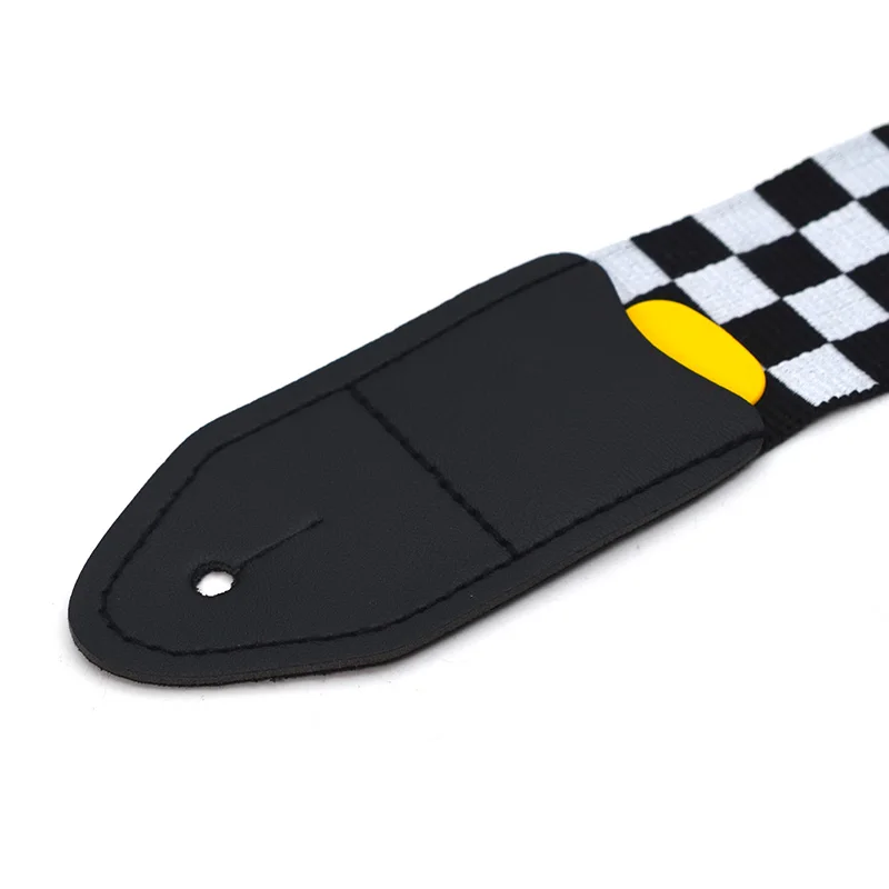 Черно-белый маленький квадратный дизайн гитарный ремешок лента акустический бас