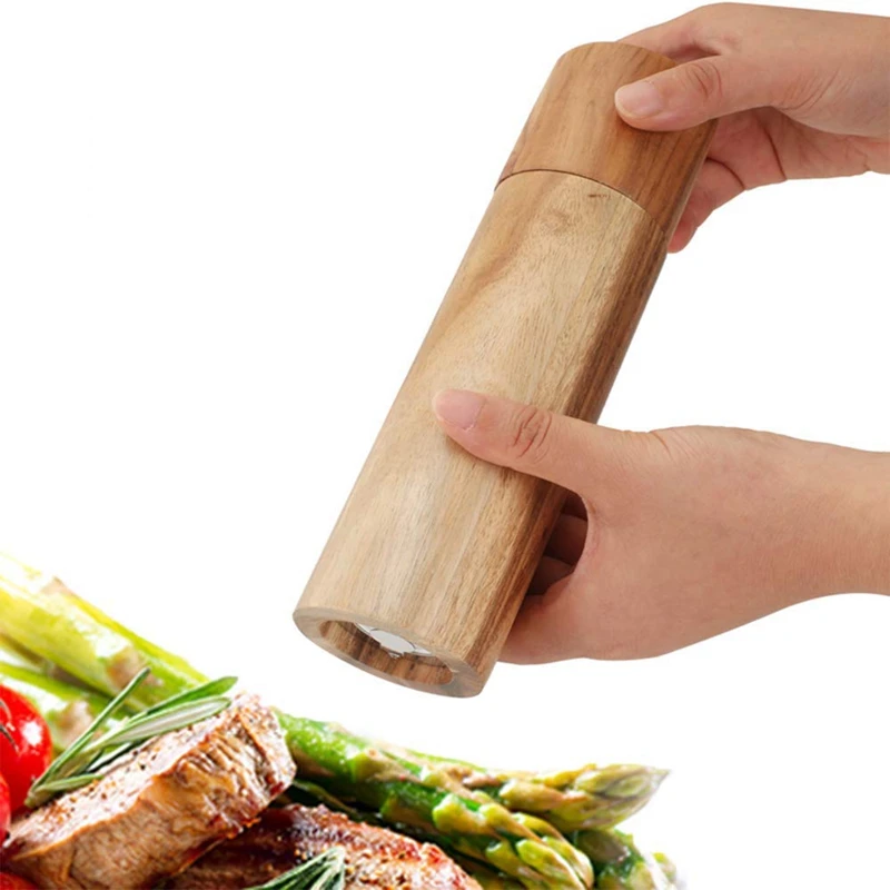 

Wooden Salt and Pepper Grinder, Adjustable Manual Salt Grinder, Acacia Wood, Pepper Grinder with Ceramic Core, Suitable for Picn