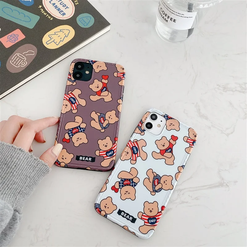 Милый чехол с мультяшным медведем для IPhone 11 Pro Max XR XS мягкий силиконовый матовый SE