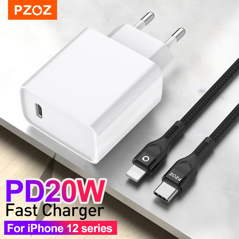 Зарядное устройство PZOZ Usb C PD 20 Вт быстрая зарядка для iphone 12 Pro MAX Mini 11 Xs Xr X 8 plus
