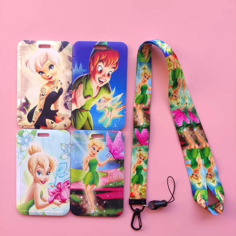 disney tinker bell girls card holder business badge card case frame abs employee case student lanyard name card holder free global shipping