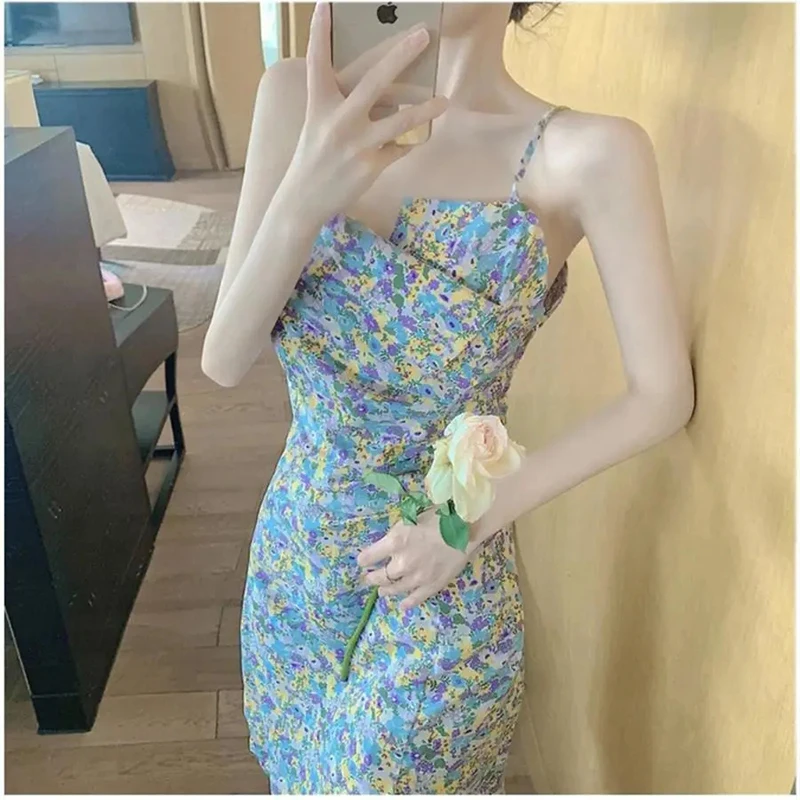 

retro floral dress female summer bag hip maxi skirt 2020 leaf print boho dress vestido de mujer verano 2...