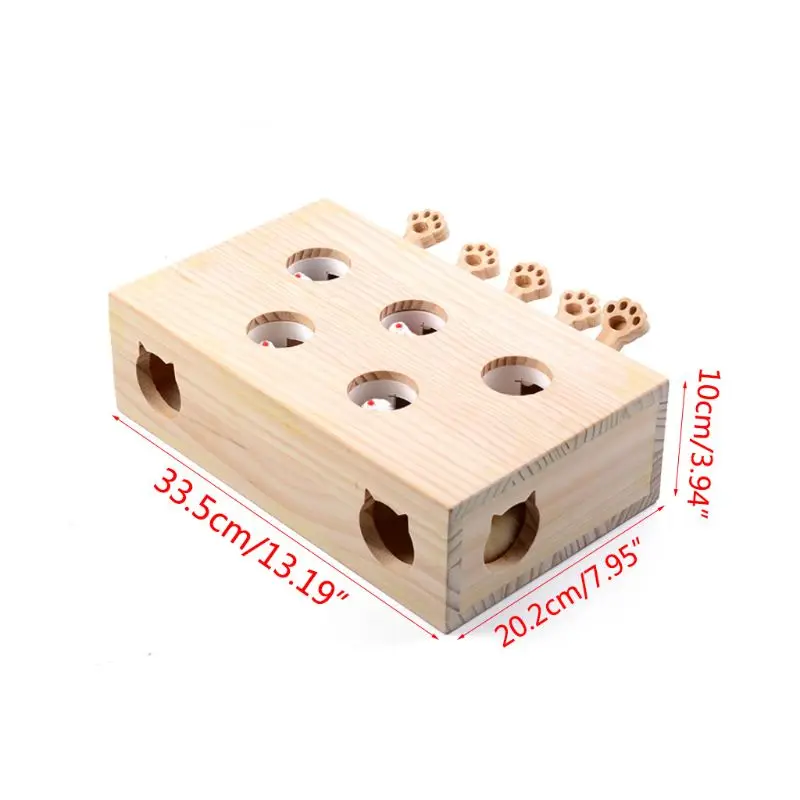 Pet Hamster Cat Hunting Toy with 5-holes Mouse Hole Cats Catch Bite Interactive Toys