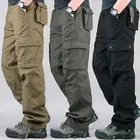 Брюки-карго мужские прямые, тактическая уличная одежда в стиле милитари, слаксы с несколькими карманами, длинные штаны, одежда больших размеров 42 44
