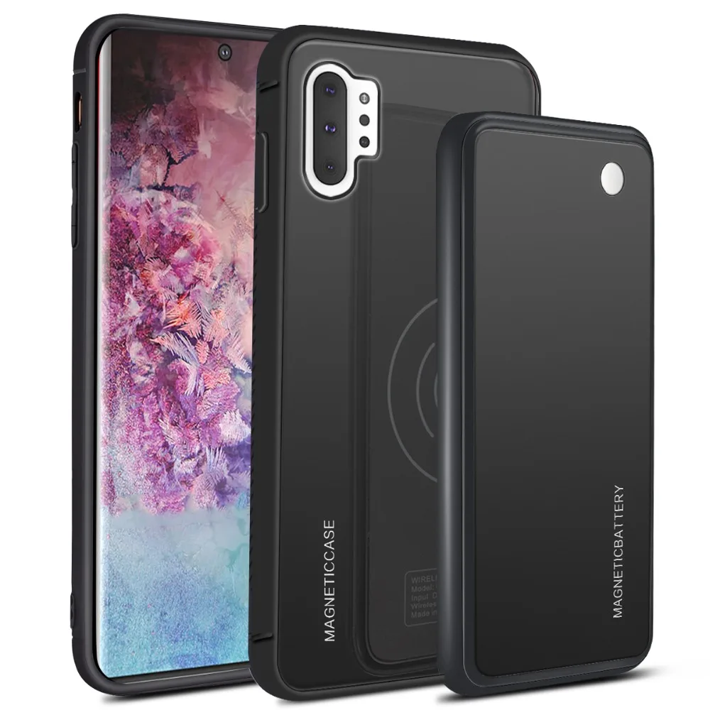 5000 мА/ч чехол для беспроводного зарядного устройства для samsung Galaxy Note 10 Plus Note 8 9 градиентный Магнитный чехол для зарядного устройства из закаленного стекла