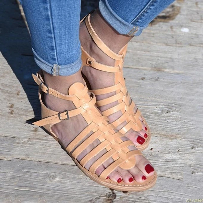 

2020 New Summer Women Shoes Flat Heels Sandals Fashion Female Comfortable Sweet Flowers Beach Sandals Plus Size 42 43