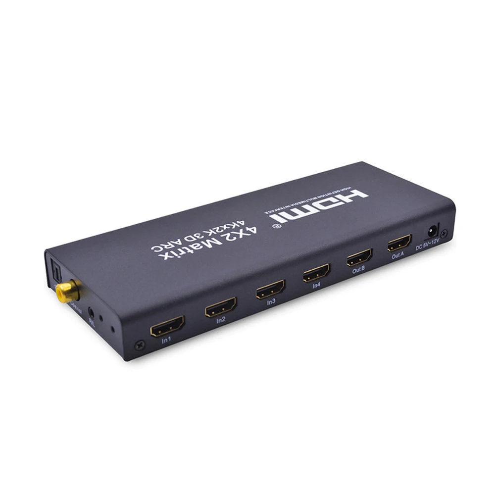 Портативный HDMI матричный 4X2 HDMI Разветвитель переключатель 1,4 HDMI 4 в 2 Выход коммутатор разветвитель адаптер Поддержка 4 к* 2 к с пультом дистанционного управления