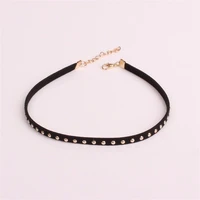 kpop retro harajuku punk black rivet collar all match choker necklace neckband necklace lightweight black necklace