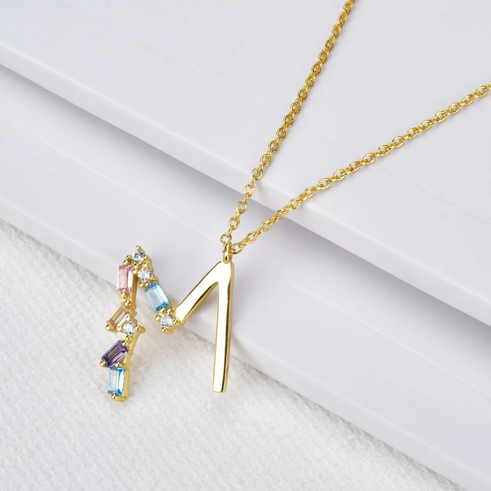 Подвеска в виде буквы E F из серебра 925 пробы с фианитом|Ожерелья| |