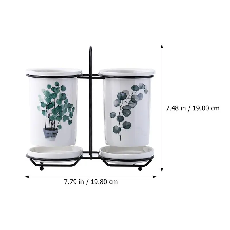 

1 Set Ceramic Chopsticks Storage Holder Home Drain Tableware Rack Chopsticks Box
