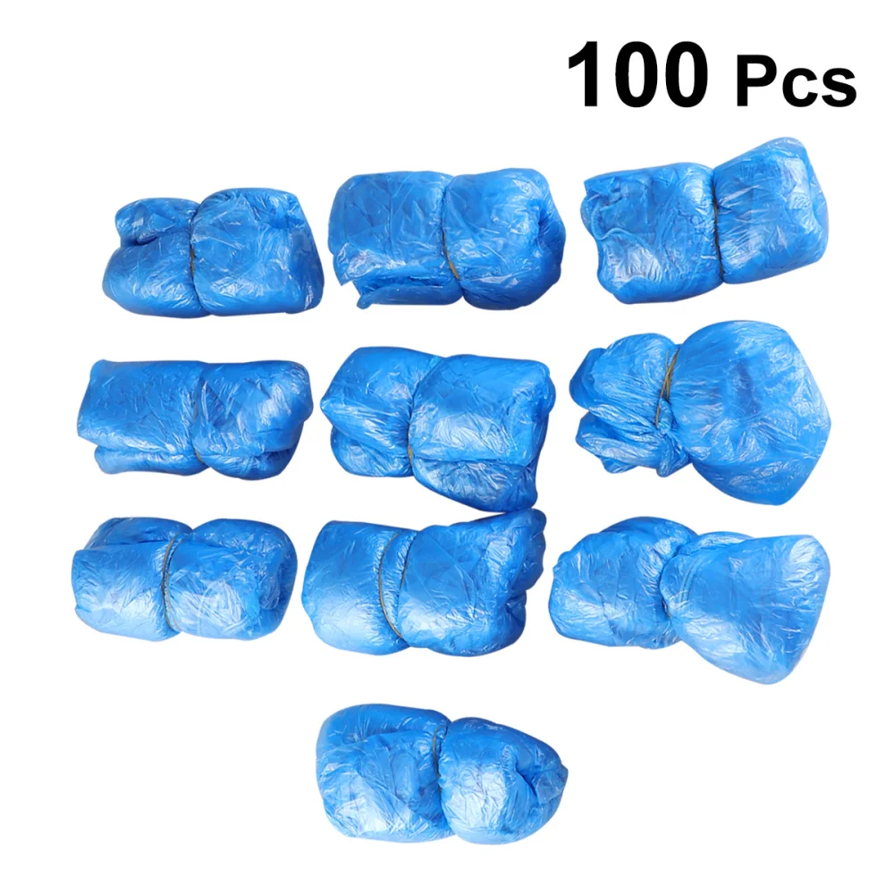 

100pcs Waterproof Disposable Shoe Covers Carpet Cleaning Overshoes (Blue)