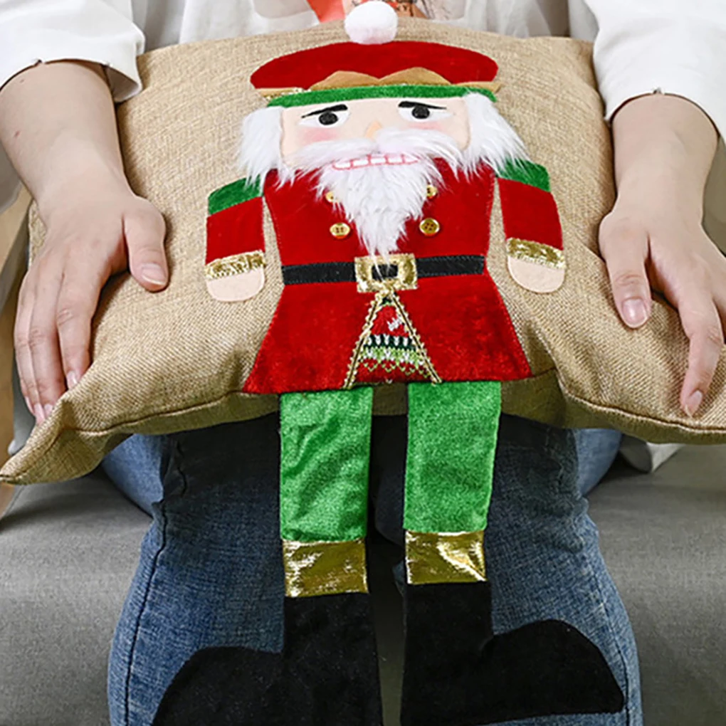 

Christmas Pillowcase Home Office Hotel Lumbar Support Pillow Cotton Linen Zipper Cover