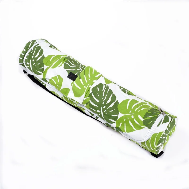 green Сумка для Йога-коврика рюкзак для йоги Печать холст йога сумка одно плечо сумка для принадлежностей Пилатес Регулируемый коврик сумка для хранения с боковым карманом - Цвет: green