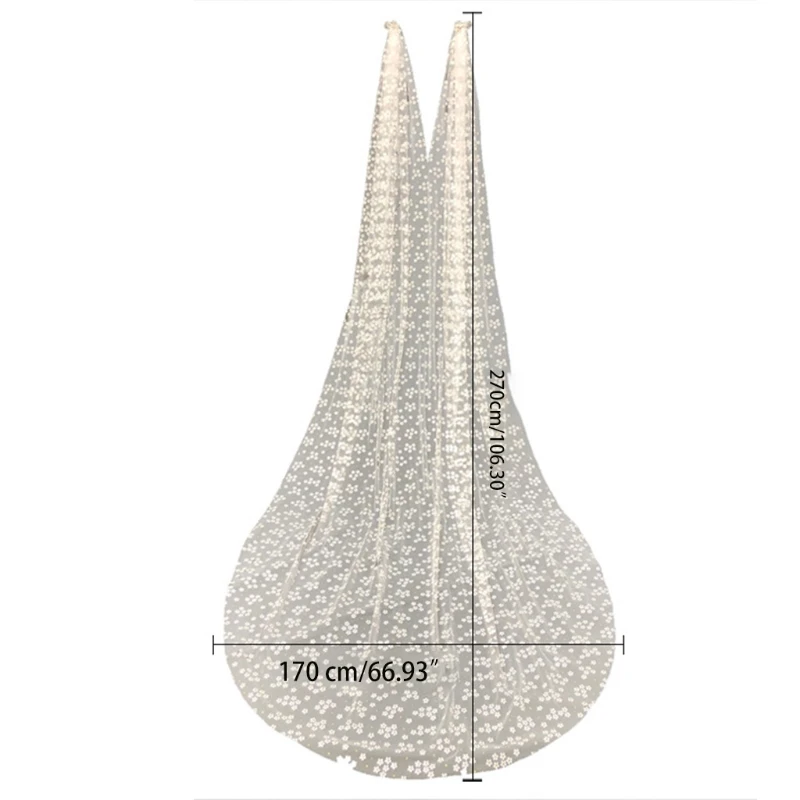 

Women Long Tulle Capes Bridal Cape Wedding Shawls and Wraps with Cute Flower Print and Butterfly Sheer Cathedral Veil