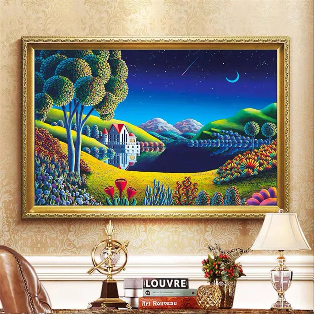 5D алмазная живопись пейзаж DIY Алмазная вышивка Ван Гог ферма крестиком горный