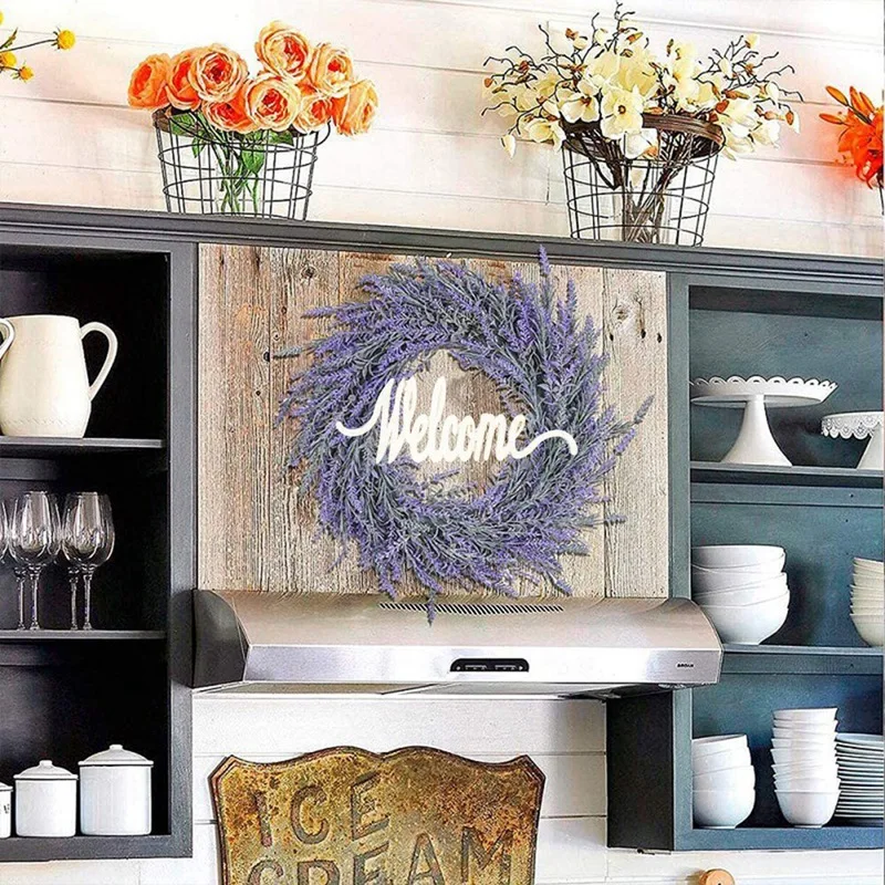 18-дюймовый искусственный Лавандовый венок для входной двери цветочный