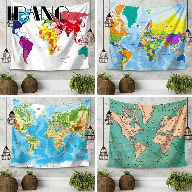 

World Map Flag Banner Famous Art Painting Home Decoration Hanging Flag 4 Gromments In Corners 3*5FT 144cm*96cm