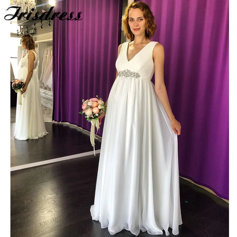 С v-образным вырезом из шифона в богемном стиле свадебное платье длинные 2019 с блестящими Бисер с украшением в виде кристаллов на пляже; Обувь...