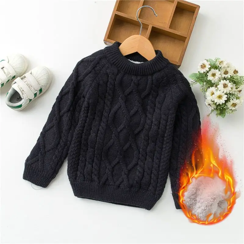 

Children's Sweater Winter Plus Velvet Kids Thicken Warm Pullover Outerwear Coat Infant Costume Toddler Baby Boys Girls 80-150 CM
