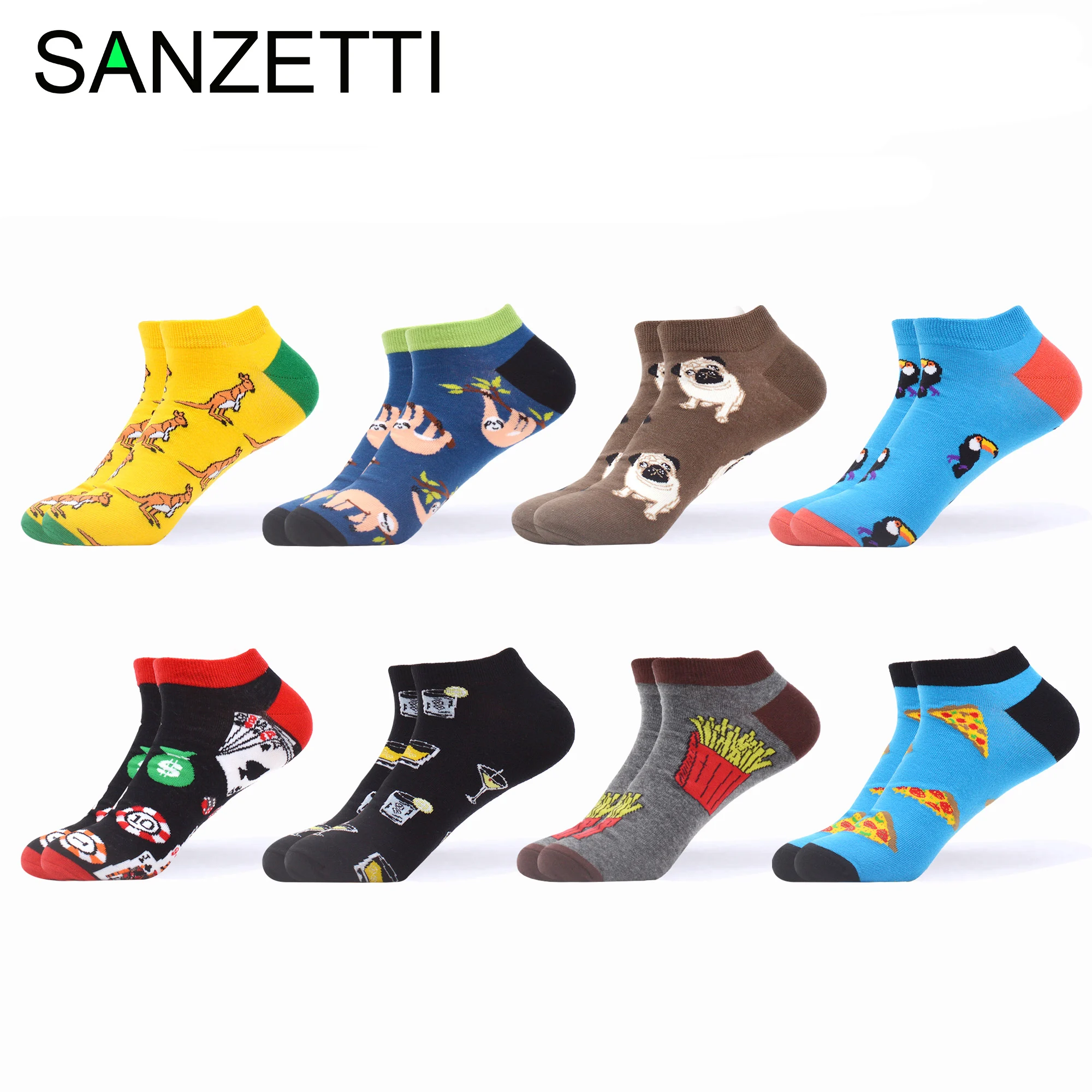Мужские летние носки SANZETTI 8 пар дышащих носков из чесаного хлопка кенгуру