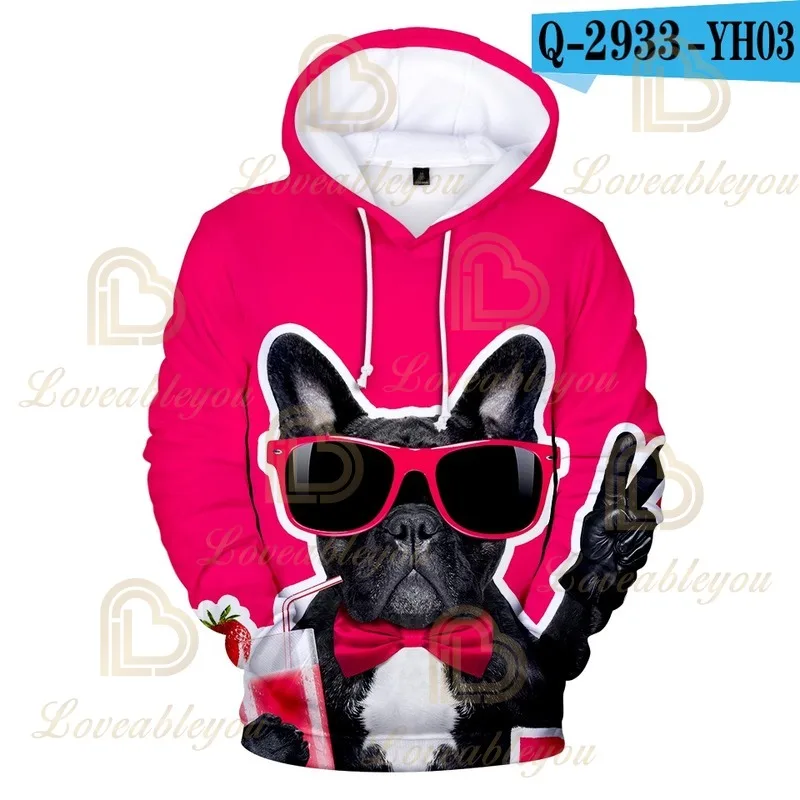 

French Bulldog Hoodies Mens Fashion Casual Winter Hoodie 3D Full Print Cute Dog Brand Design Womens Sweatshirts Hoody