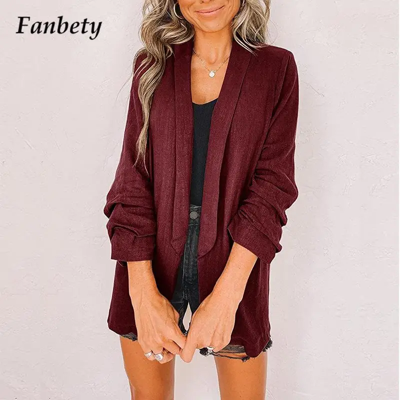 

Winter Fashion Solid Color Cardigan Jackets New Women Casual Office Outerwear Streetwear Elegant Commute Lapel Temperament Coats