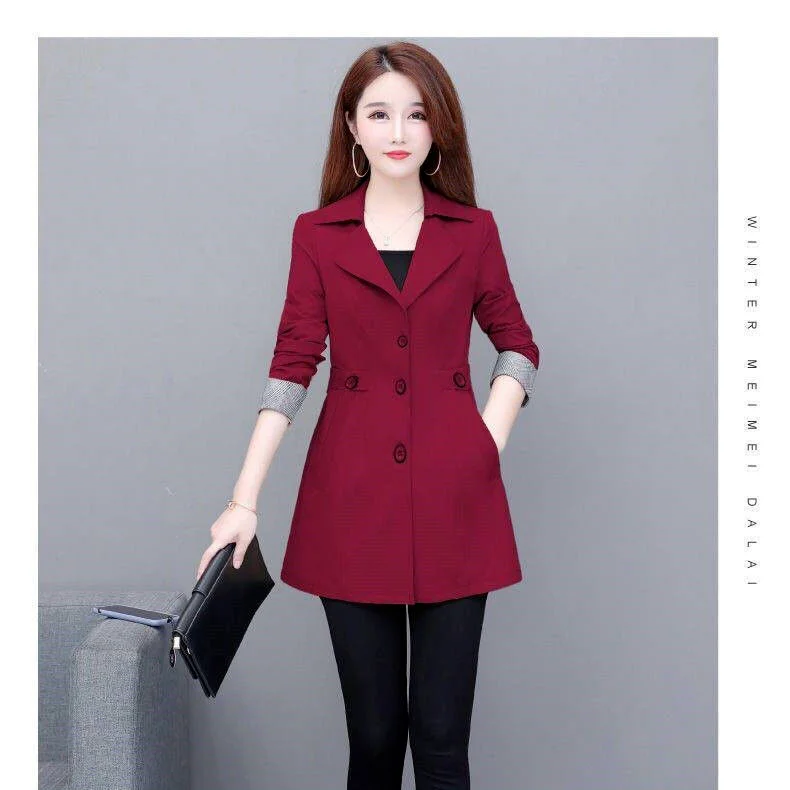 

High Quality Trench Coat Women 2020 New Spring Autumn Windbreaker Fashion Elegant Causal Ladies Solid Color Overcoat W112