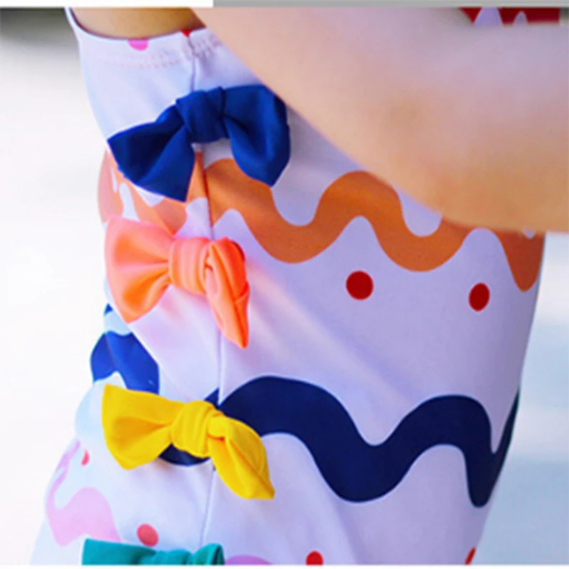 

2021 High Quality New Korean Girl One - Piece Rainbow Wave Strip Cute Quick-Drying Princess Swimsuit