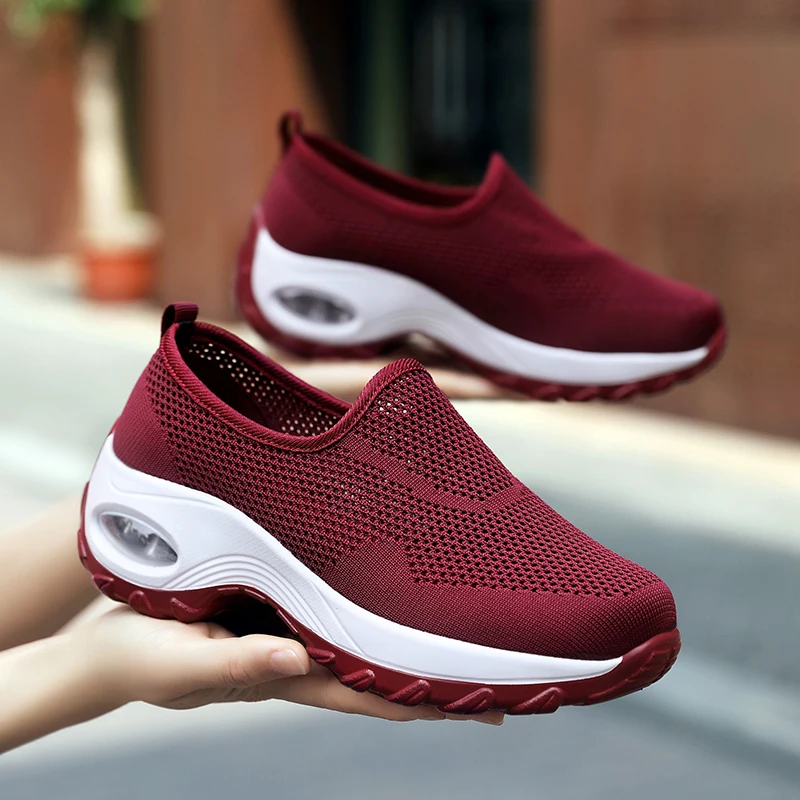 

Women's Vulcanize Shoes Sock Sneakers Mesh Breathable Casual Shoes Shallow Arch Heightening Loafers Air Cushion Walking Shoes