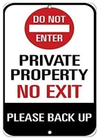 funny metal tin sign man cave garage decor 12 x 8 inches do not enter private property no exit please back up retro road sign