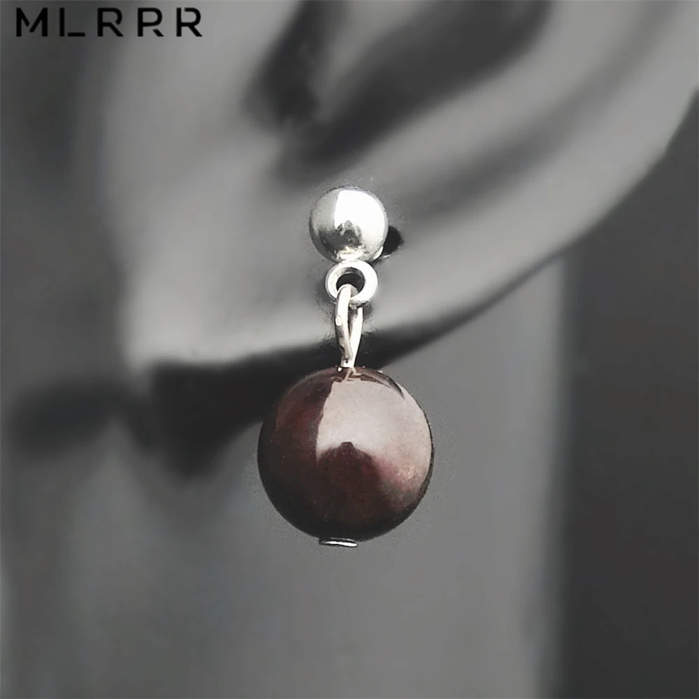 Vintage Classic Natural Stone Jewelry Simple Romantic Fashion Round Deep Red Garnets Chalcedony Beaded Pendant Earrings | Украшения и