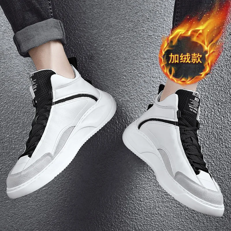 

Original Inside Fur Walking Men Footwear White/Black Shoes for Mens Comfortable Men Flats Sneakers Designer Men Lace Up Sneaker
