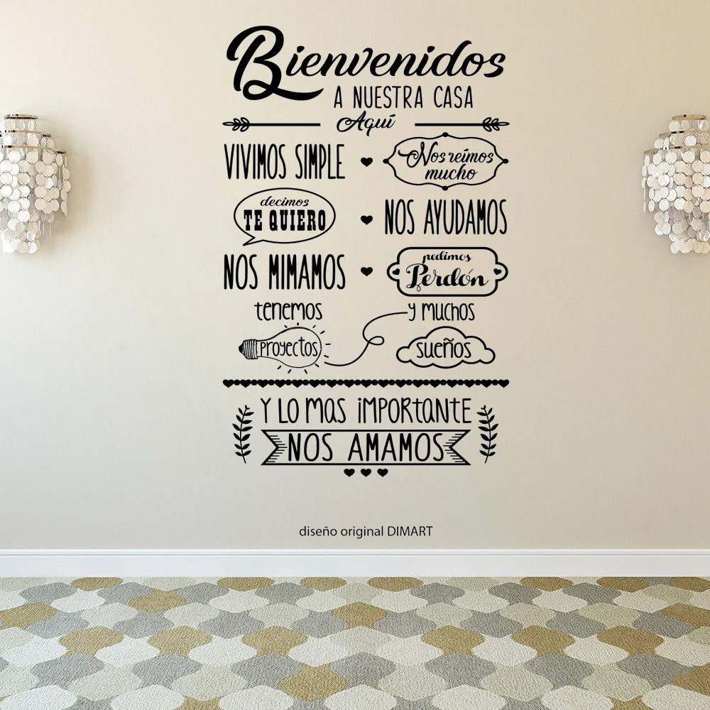 

Spanish Quote Bienvenidos A Nuestra Casa Vinyl Phrases Wall Decals Decor Livingroom Stickers Wallstickers Decorative