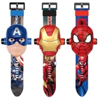 Новые часы Disney с 3d-проекцией, Мультяшные цифровые часы, супергерои, Человек-паук, железный человек, Халк, Капитан Америка, детские игрушки, подарки