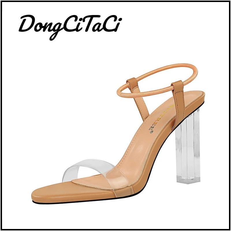 

DongCiTaCi Women's Pointed Toe High Heels Sandals Sexy Party Pumps Sandals Shoes for Women Nightclub Transparent Heels Sandals