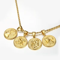 12 zodiac sign horoscope pendant necklaces for mens womens gold aries leo 12 constellations dropshipping necklace jewelry