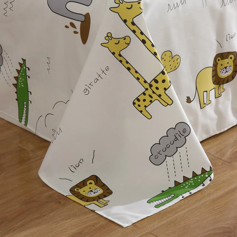 

New Cartoon 100% Cotton Bed Sheet Sets White Twin Full Queen King Single Double Size Animal Flat Sheet Pillowcase Bedclothes