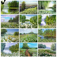 fresh green grass diamond painting 5d diy wall art white small daisy square diamond embroidery inlaid home room decoration