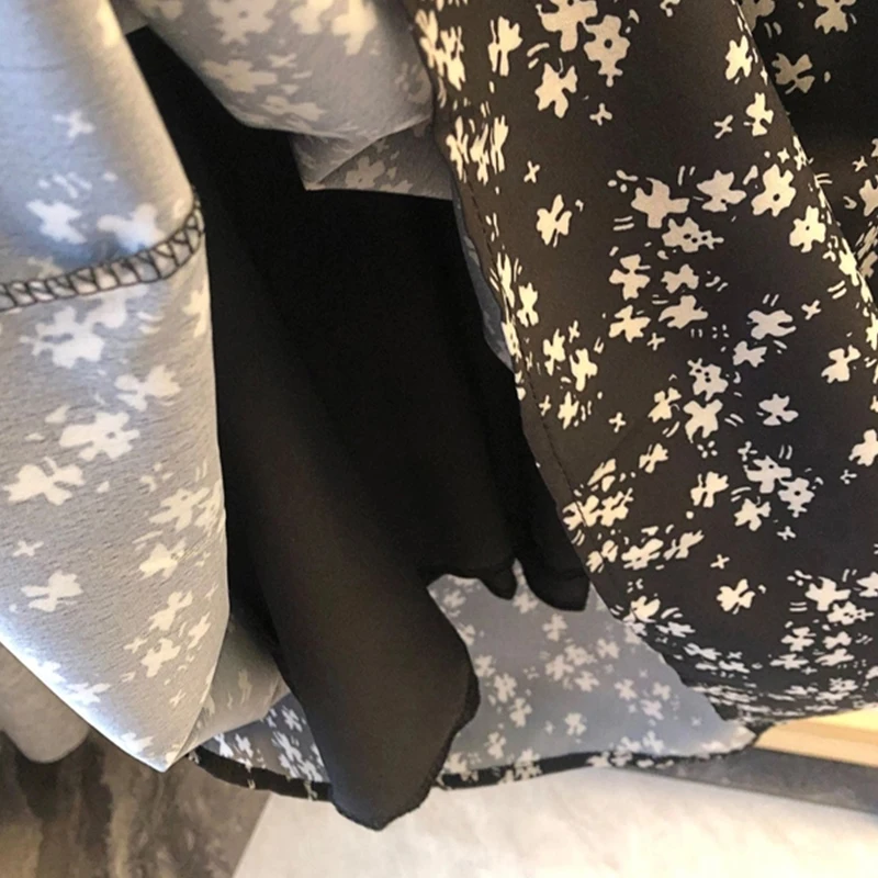 

French Elegant Temperament Floral Printed Dress Women Summer 2021 New Vintage Round Neck Short Sleeve Chiffin A-Line Dress Lady