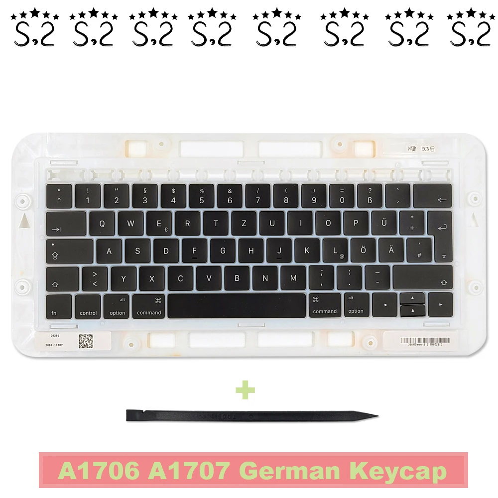 

Сменные клавиши клавиатуры для Macbook Pro, 13, 15 дюймов, A1706, A1707, немецкие колпачки для клавиатуры 2016, 2017 лет