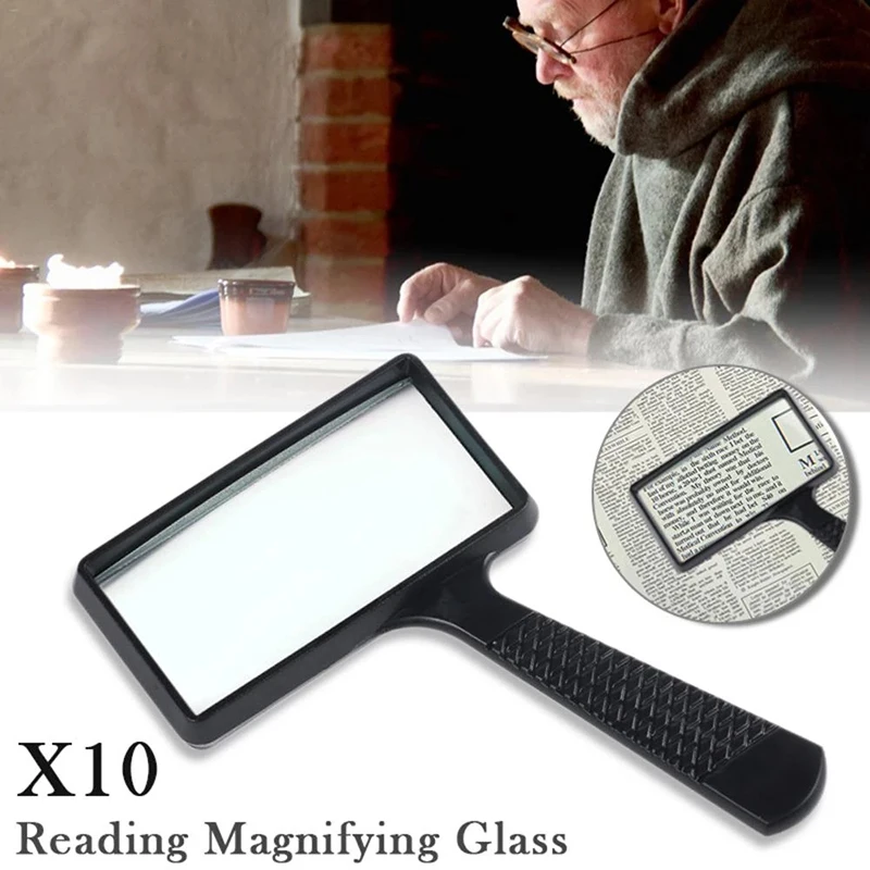 

10X ручная лупа, квадратная лупа для чтения, увеличительное стекло, лупа, линза высокой четкости, прямоугольная лупа для чтения, инструменты