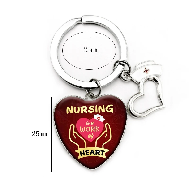 Мода шапочка медсестры кулон сердце брелок Стекло вдохновляющие письмо