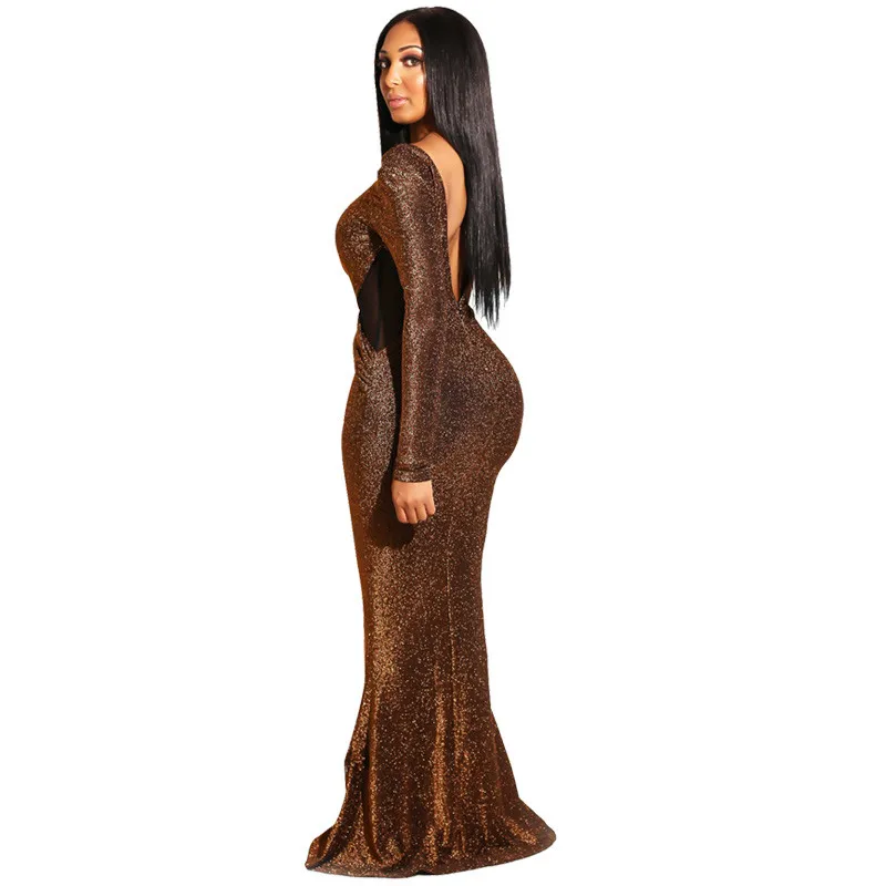 Элегантное блестящее Сексуальное Платье макси с блестками женские вечерние