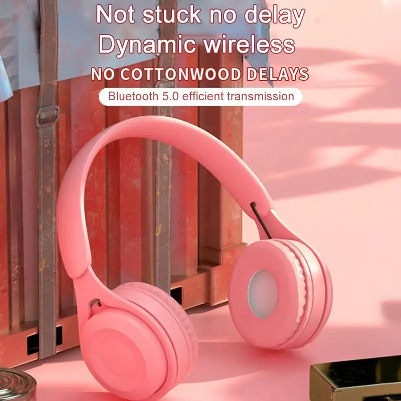 New Bluetooth Wireless Headphones Macaron Color Hifi Music Auto Pairing Earphones Can Inserted TF Card Blue Pink Yellow Headsets |