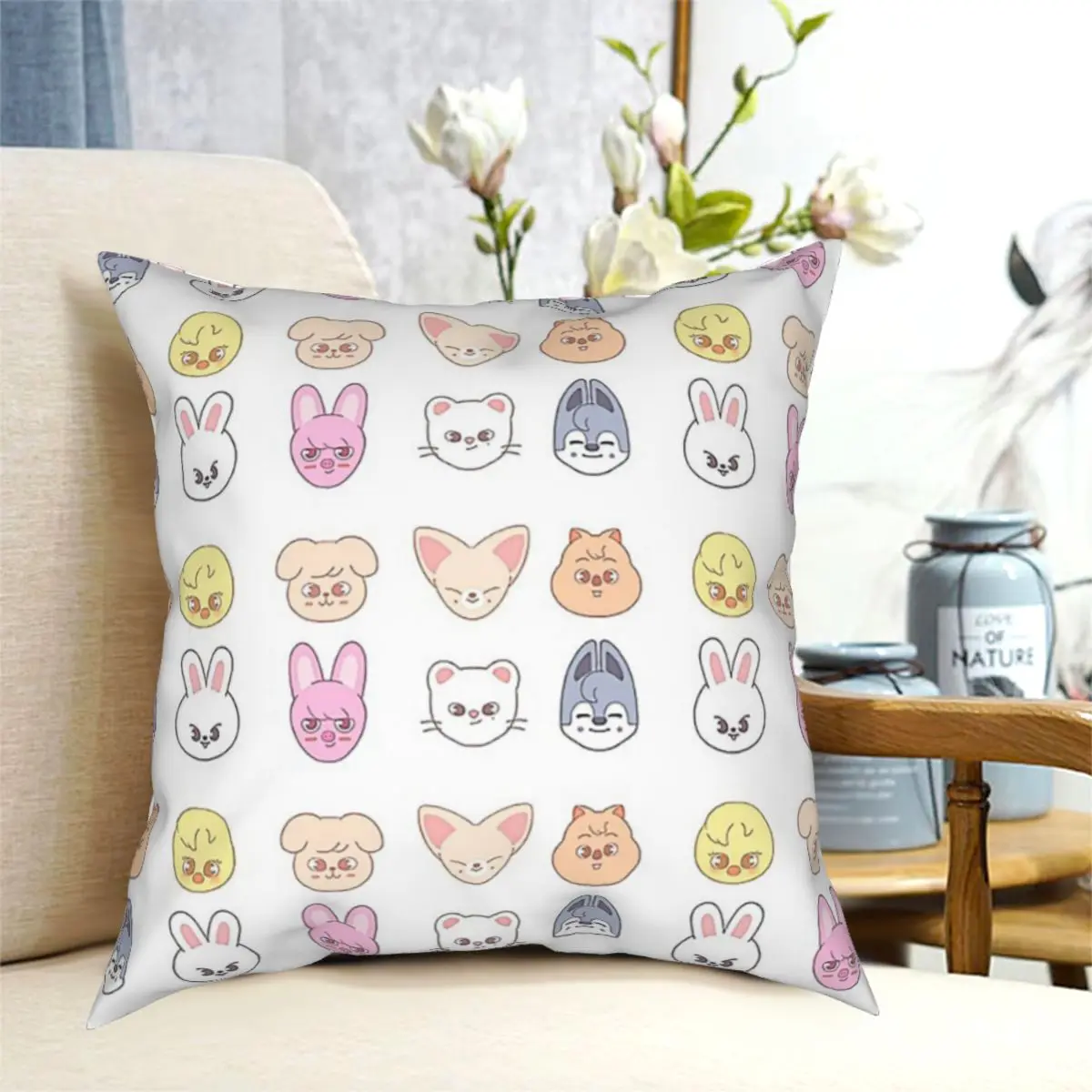 

SKZOO KPop Kawaii Throw Pillow Cushion Cover Decorative Pillowcases Case Home Sofa Cushions 40x40,45x45cm(Double Sides)
