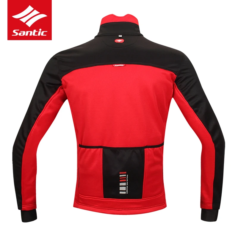 Зимняя мужская куртка Santic красная и зеленая для велоспорта с длинным