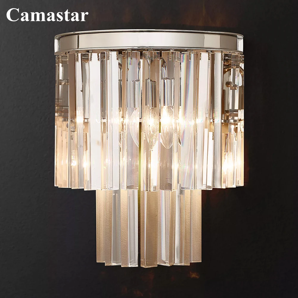 

1920s Odeon Sconce Modern Double Prism Crystal Wall Lamp Home Decor LED Clear Cristal Sconce Lighting Fixture for Bedroom Foyer