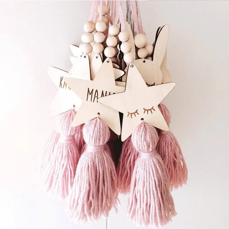 Милые деревянные бусины с кисточками настенные украшения в скандинавском стиле