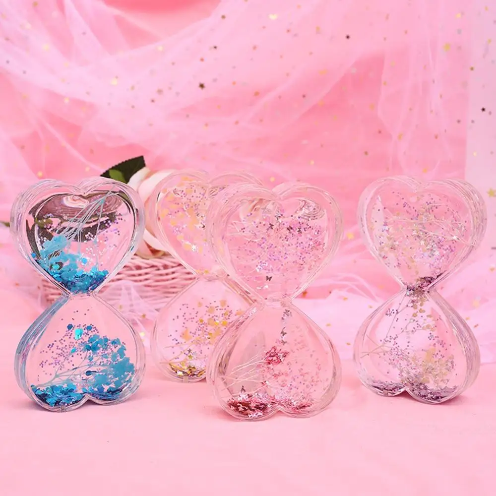 Прозрачные Акриловые песочные часы вверх и вниз любовь форма цветок жидкий