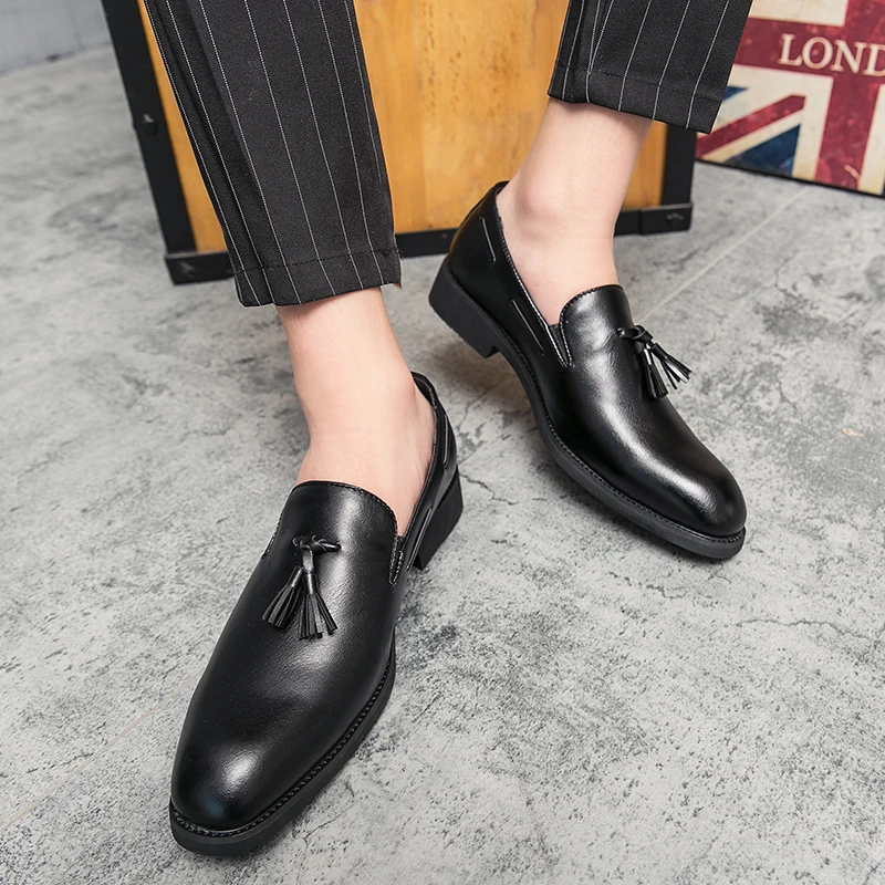men Dress Shoes tassel Leather Luxury Fashion Groom Wedding Men slip on italian style big size 48 | Обувь